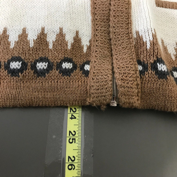 White Ram Vintage 70s Men's Cardigan Sweater M The Dude Geometric Wool Blend - Picture 5 of 11